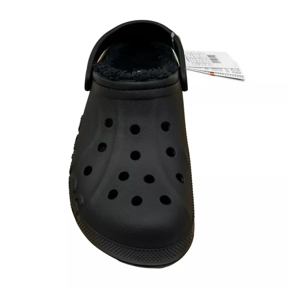 Crocs Men's Baya Lined Clog Size 9 Black Slip-on Faux Fur Fuzzy Warm Comfortable